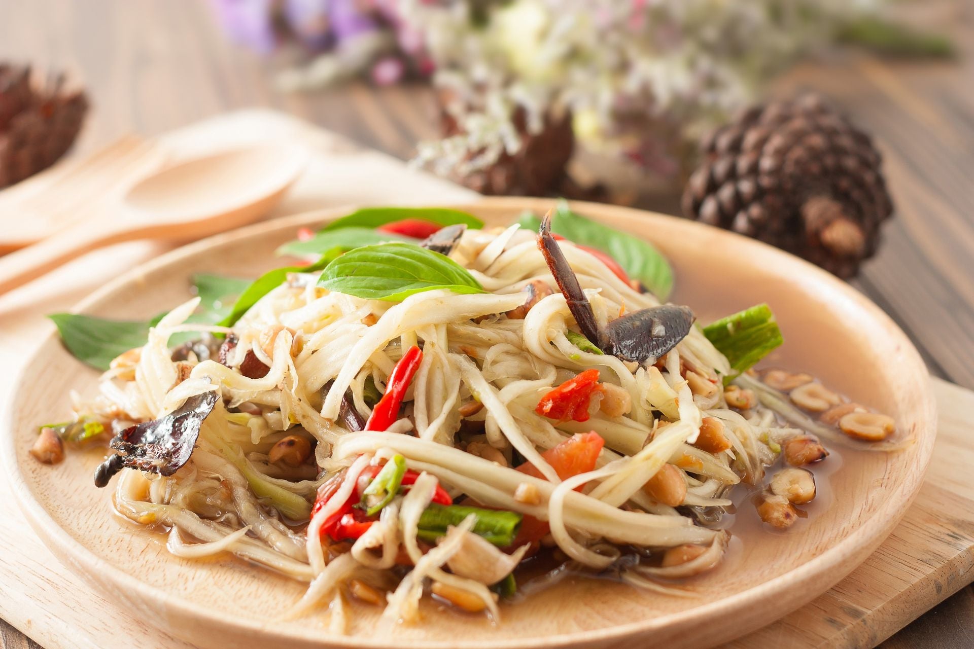 Green papaya salad Thai cuisine spicy delicious SOM TAM