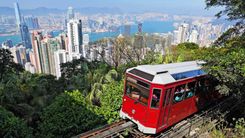 Hong Kong skyline view from the train